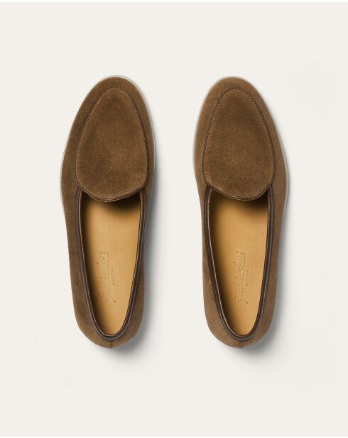 Margot donkerbeige suède instappers