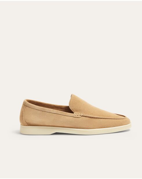 Mocassins Xander en daim beige foncé