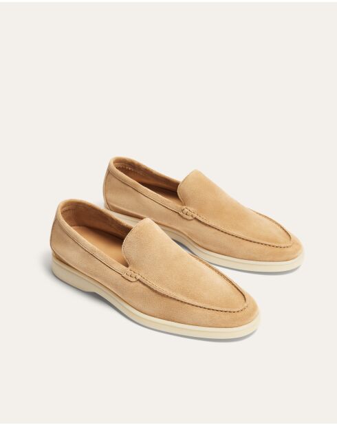 Mocassins Xander en daim beige foncé