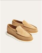 Mocassins James en daim beige foncé