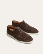 Mocassins bateau Emilio en daim marron