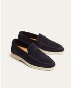 Marineblauwe suède instappers van Blaire