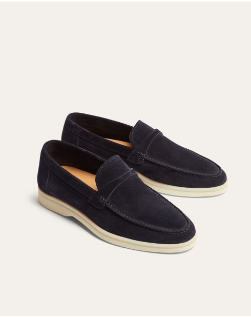 Marineblauwe suède instappers van Blaire