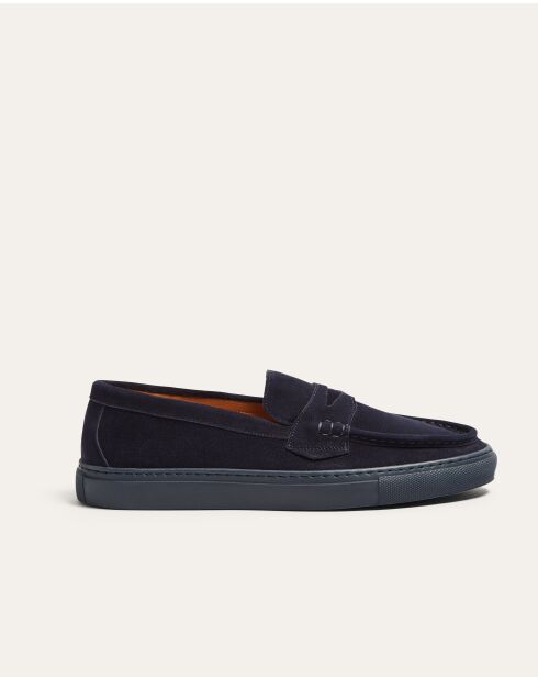 Mocassins Harvey en daim bleu marine