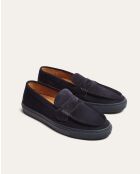 Mocassins Harvey en daim bleu marine