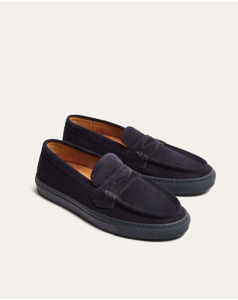 Mocassins Harvey en daim bleu marine
