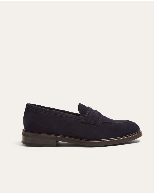 Mocassins Penny Chester en daim bleu marine