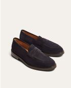 Mocassins Penny Chester en daim bleu marine