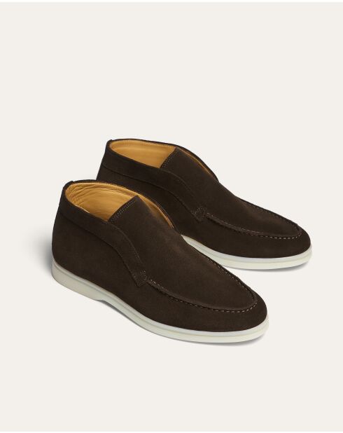 Stivali Morgan in pelle scamosciata marrone/avorio