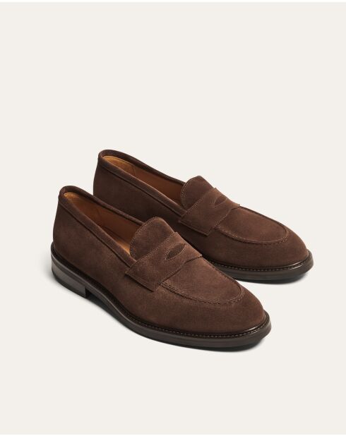 Mocassins en daim Penny Chester marron