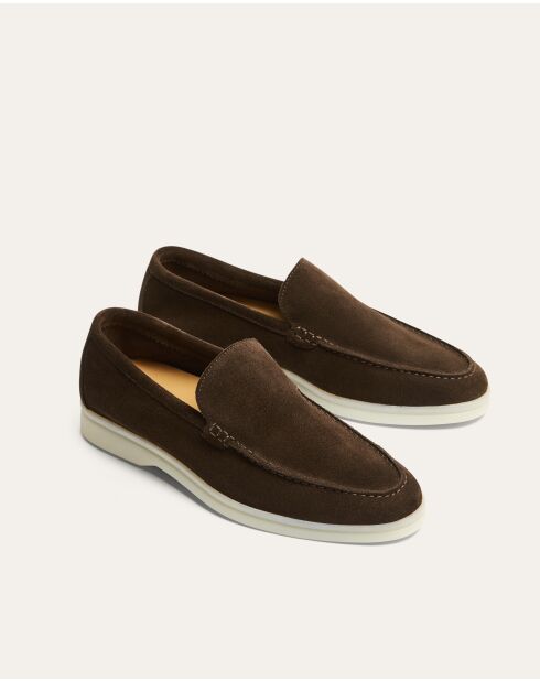 Bruine suède instappers Camile