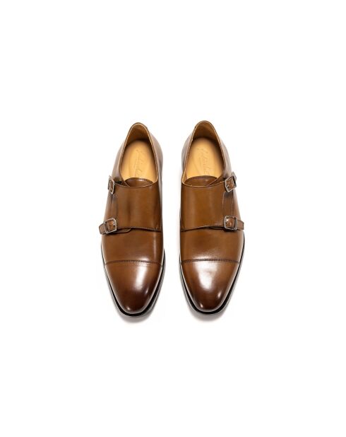 Chaussures Elliot à boucle en cuir beige foncé