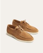 Mocassins bateau Emilio en daim beige foncé
