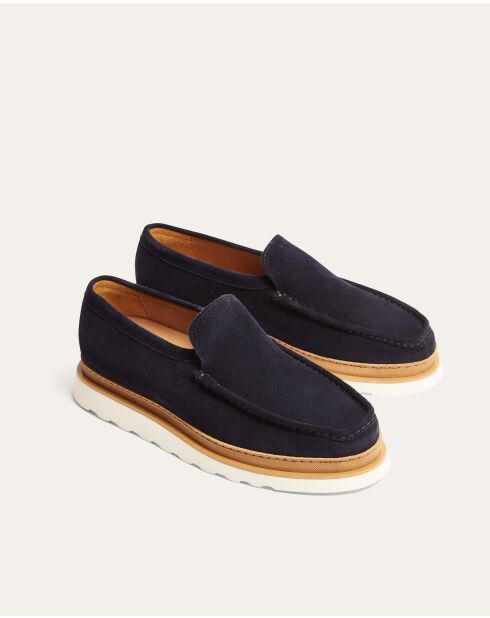 Mocassins James en daim bleu marine