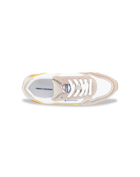 Retrorun beige sneakers van leer met meerdere kleuren