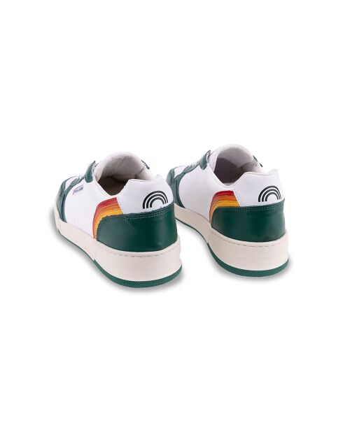 Groene leren sneakers met regenboog