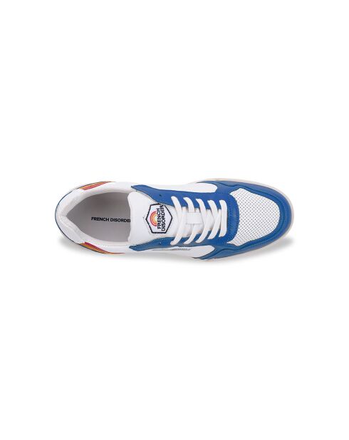 Blauwe leren sneakers met regenboog
