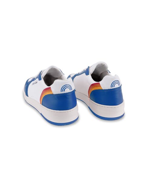 Blauwe leren sneakers met regenboog