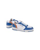 Blauwe leren sneakers met regenboog