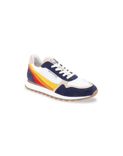 Retrorun marine-sneakers van leer met meerdere kleuren