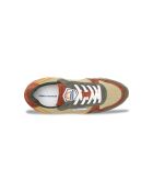 Retrorun kaki sneakers van leer met meerdere kleuren