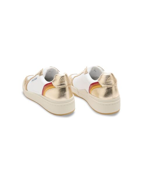 Sneakers aus Leder in Weißgold in Regenbogenfarben