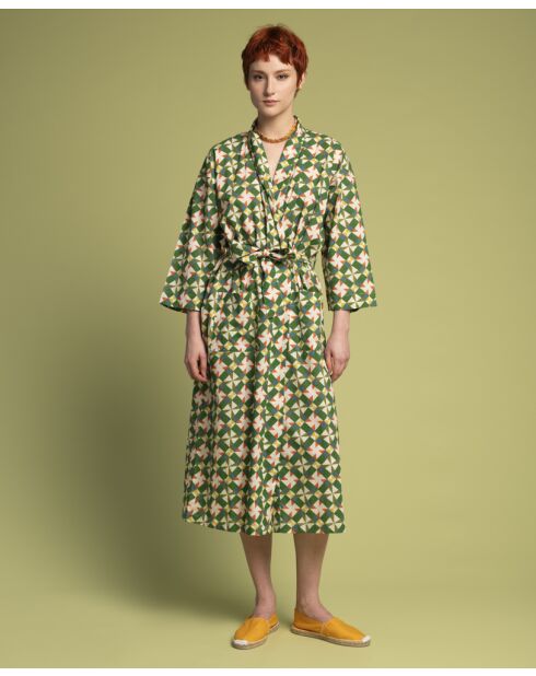 Accappatoio Cambric in cotone absynthe a mosaico