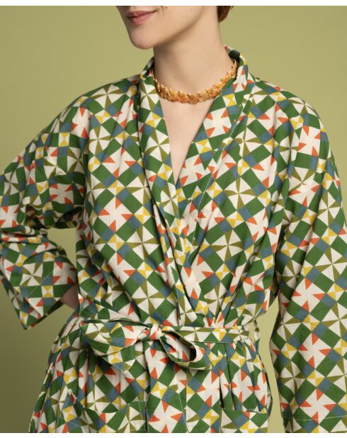 Accappatoio Cambric in cotone absynthe a mosaico