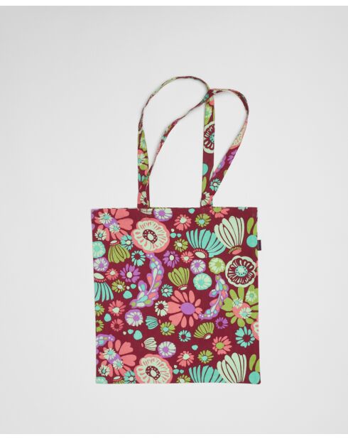 Sac cabas en velours de coton Molly burgundy - 38x40 cm