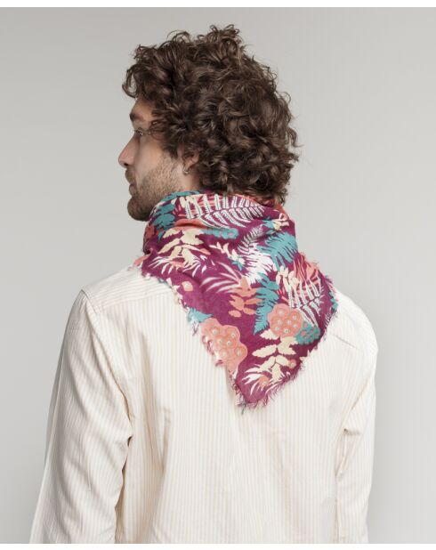 Echarpe en laine Fern burgundy - 90x90 cm