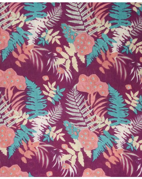Echarpe en laine Fern burgundy - 90x90 cm