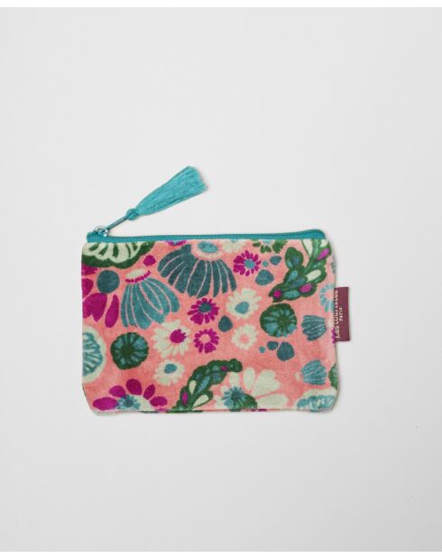 Molly koraalkleurige fluwelen buidel -18x11 cm