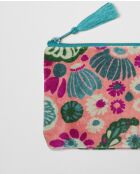 Molly koraalkleurige fluwelen buidel -18x11 cm