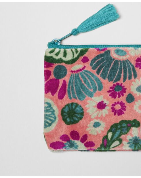 Molly koraalkleurige fluwelen buidel -18x11 cm