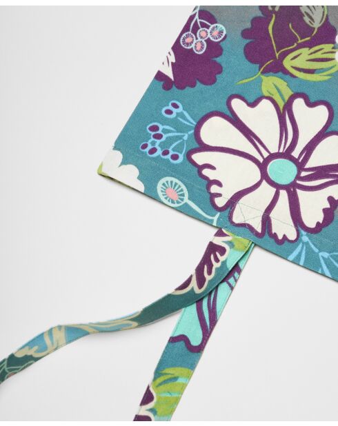 Sac cabas en velours de coton Cosmos teal - 41x40 cm