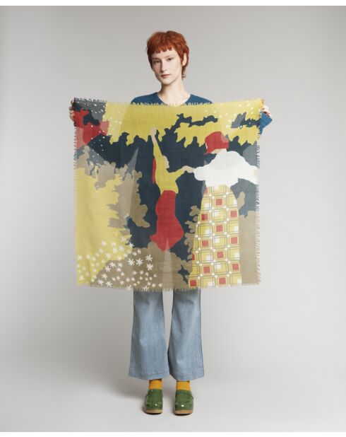 Bufanda de lana de jardín - 90x90 cm