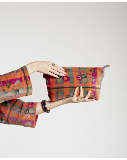 Dundee oranje katoenen fluwelen etui - 34x19x13 cm