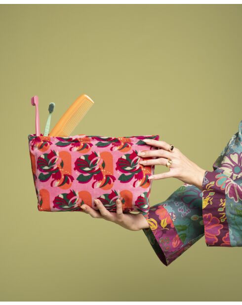 Samtbeutel aus rosafarbener Baumwolle, 36 x 19 x 13 cm