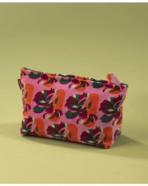 Samtbeutel aus rosafarbener Baumwolle, 36 x 19 x 13 cm