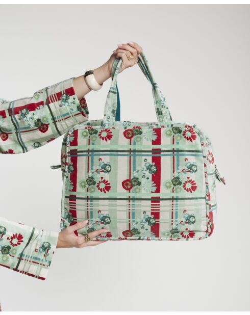 Sac Weekend en VeloursDundee sauge - 47x34x18 cm