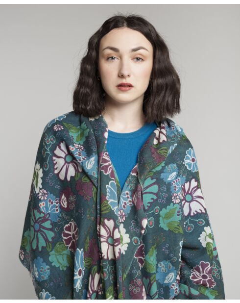 Echarpe en laine Cosmos teal - 70x180 cm