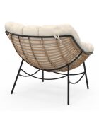 Poltrona da giardino Lois in rattan e cuscino ecru - 85x90x74,5 cm