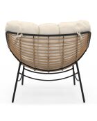 Poltrona da giardino Lois in rattan e cuscino ecru - 85x90x74,5 cm