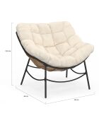 Poltrona da giardino Lois in rattan e cuscino ecru - 85x90x74,5 cm
