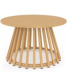 Mesita redonda Hortensia para jardín, efecto madera, 70 x 70 x 40,5 cm