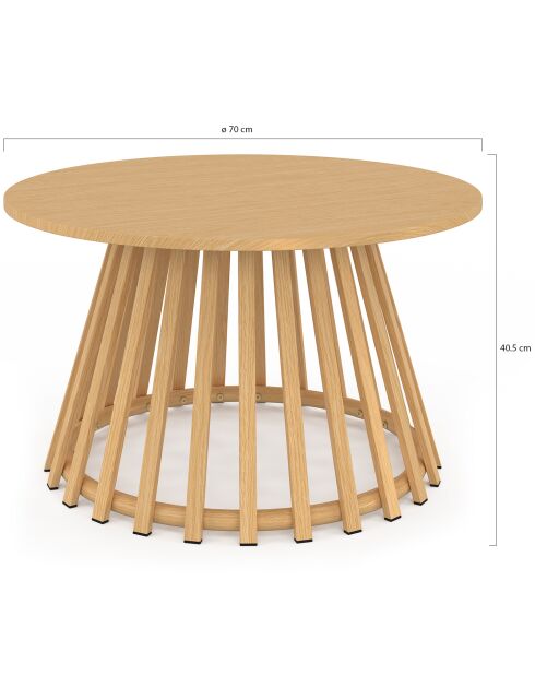Hortensia ronde tuinsalontafel metaal houteffect - 70x 70x40,5 cm