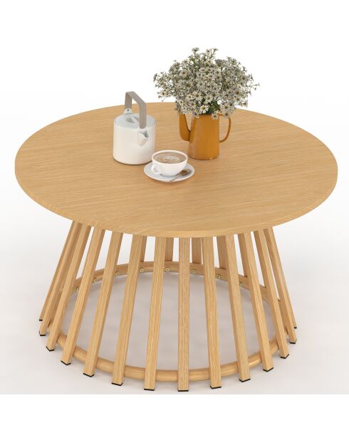 Hortensia ronde tuinsalontafel metaal houteffect - 70x 70x40,5 cm