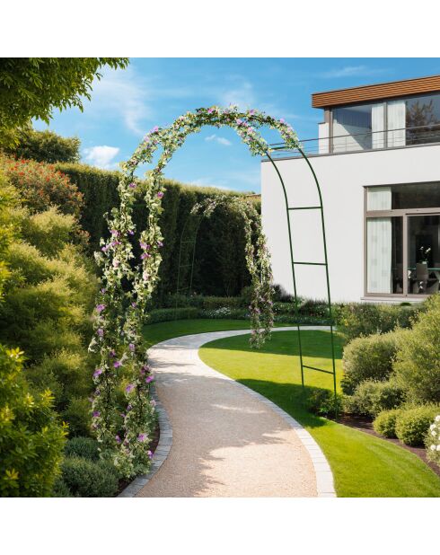 Set aus 2 abgerundeten grünen Gartenbögen - 150x40x 235 cm