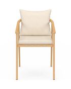 Set de 4 sillas de jardín Paros de metal efecto madera y beige, 51 x 63 x 73 cm