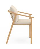 Set de 4 sillas de jardín Paros de metal efecto madera y beige, 51 x 63 x 73 cm